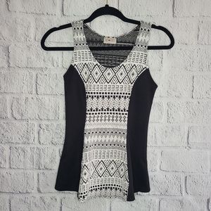 💙 Free Kisses Tribal Aztec Print Tank Blouse L
